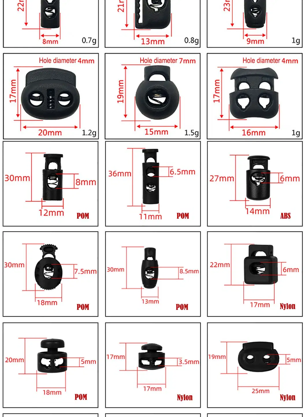 Clear Plastic Elastic Cord Stopper Cord Lock