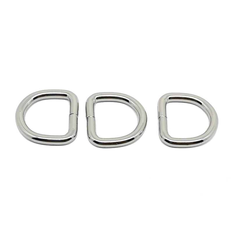 Various Size Cheap Rolling Electroplating Nickle Color Metal D Ring Buckle for Bags Strap