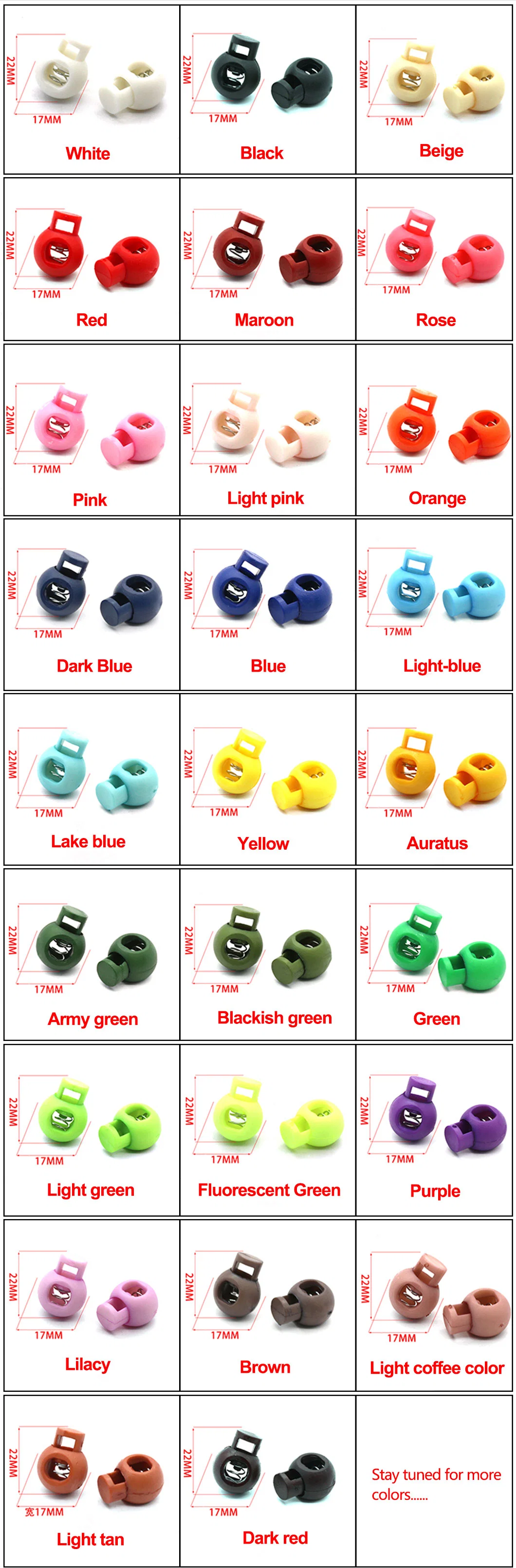 Elastic Rope Adjustment Buckle Round Toggle Clip Buckles Tighten Spring Rope End Cord Stoppers Plastic Lock