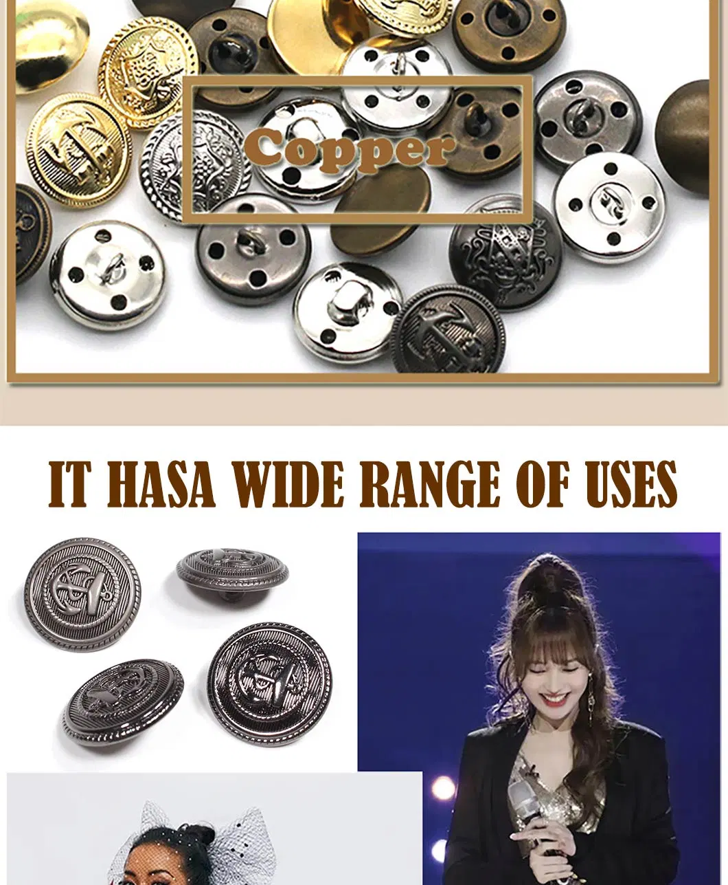 Embossed Brand Pattern Logo Zinc Alloy Shank Button Custom Metal Uniform Shank Buttons for Garment Accessories