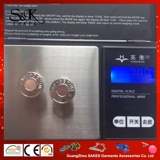 Hochwertiger, kundenspezifischer, beweglicher Jeansknopf aus Messing aus Metall für Kleidungsstücke