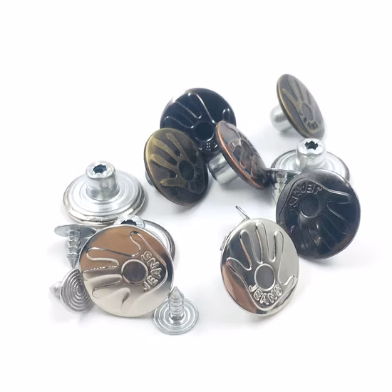 Maßgeschneiderte Gravur für Kleidungsstücke mit Metallknöpfen, Jeans, Denim